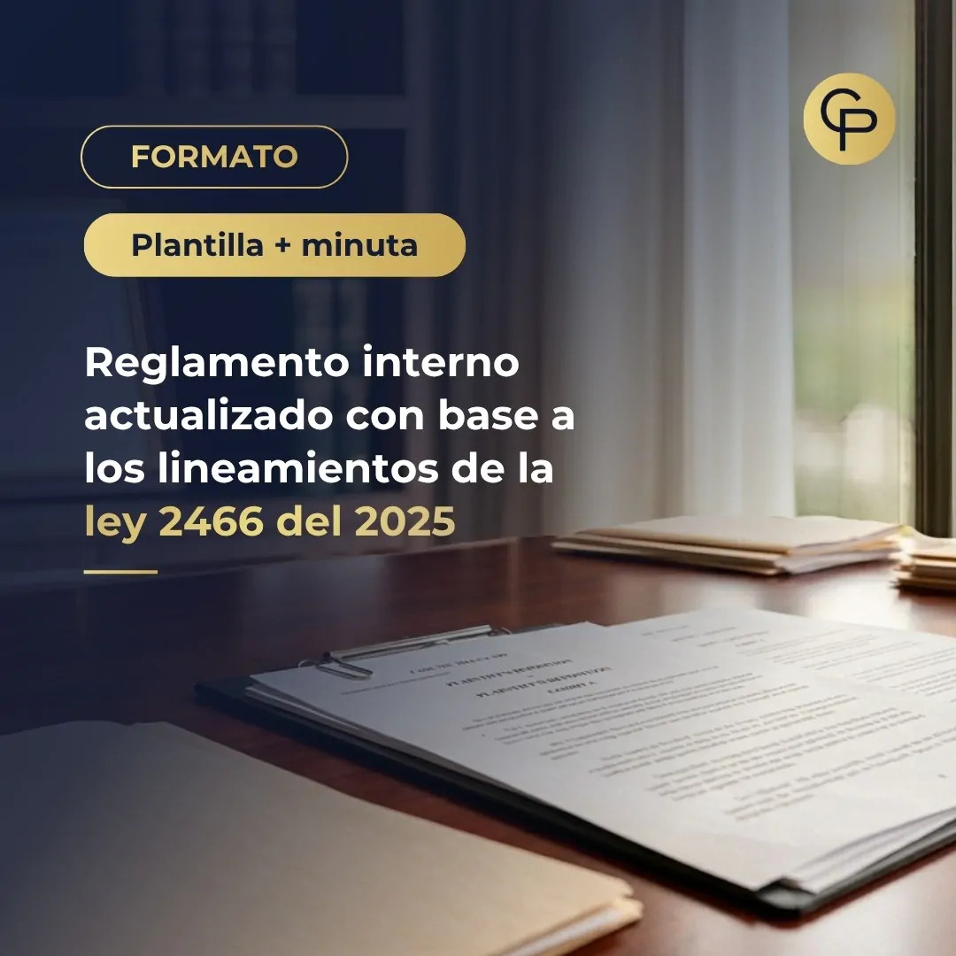 portada Minuta Reglamento interno actualizado con base a los lineamientos de la Ley 2466 del 2025